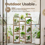 Load image into Gallery viewer, Bamworld Plant Stand Indoor Outdoor Tall Plant Shelf for Multiple Plants Pots Wood Flower Stand Large Flower Holder for Living Room, Patio, Balcony, Garden Decor, Brown