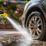 Load image into Gallery viewer, Garden Hose with Reel 50ft Expandable Water Hose with 8 Pattern Nozzle, Fits 1/2" & 3/4" Threaded Faucets,Lightweight & Flexible for Garden,Car Wash,Pet Bath,Patio Cleaning,Durable Anti-Leak Design