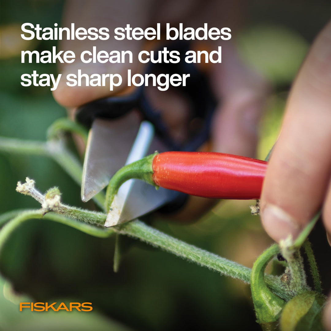 Fiskars Herb Garden Scissors, 5" Garden Shears, Handheld Herb Snips with Sheath and SoftGrip Handle, Dishwasher Safe